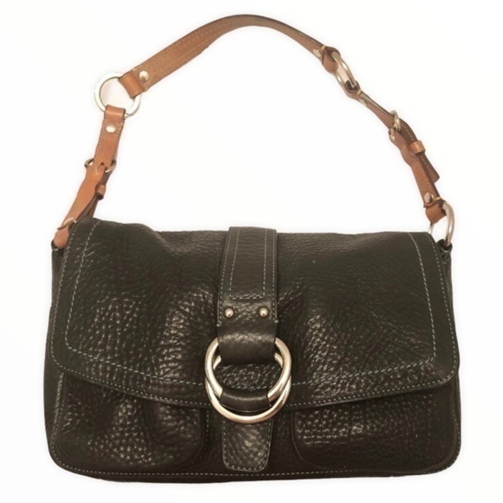 Coach black leather front pocket bag purse